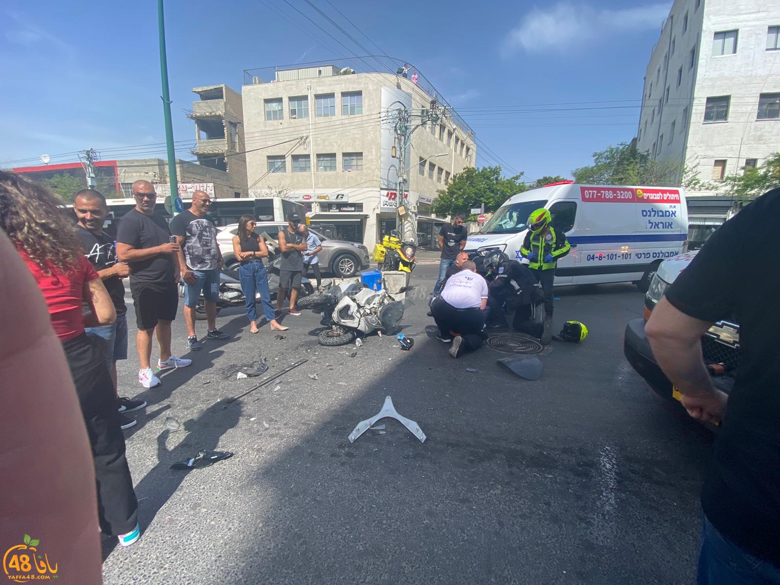 يافا: اصابة متوسطة لراكب دراجة نارية بحادث طرق 